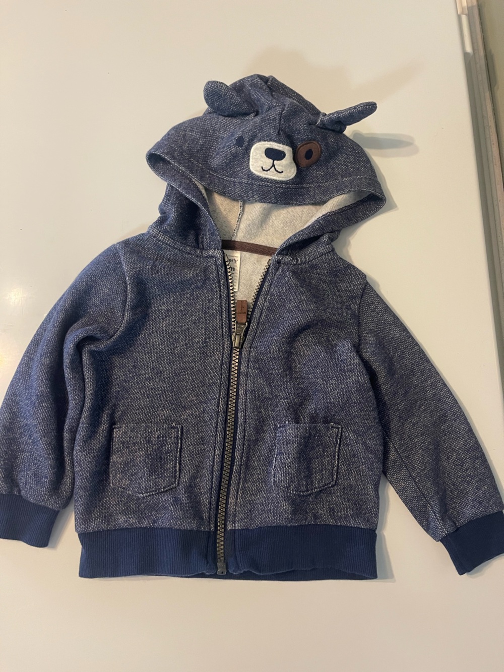 Carter's Navy Blue Bear Hooded Zip Jacket